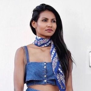 Denim chambray cropped top